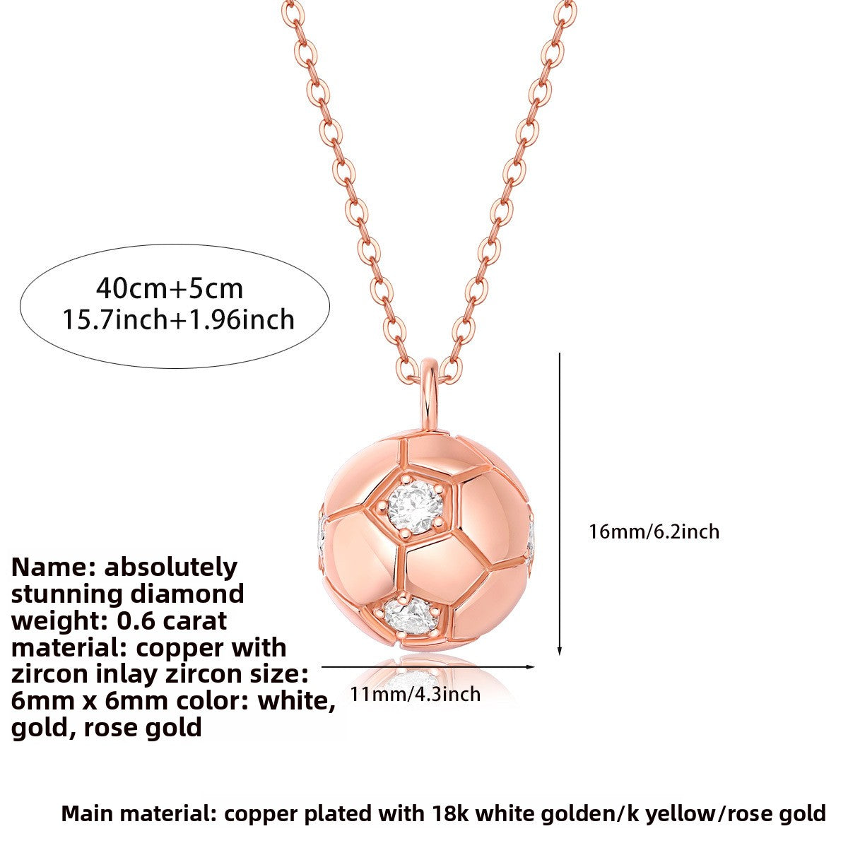 World Cup football 18K platinum necklace women's small gold ball pendant commemorative gift collarbone chain versatile jewelry Guochao