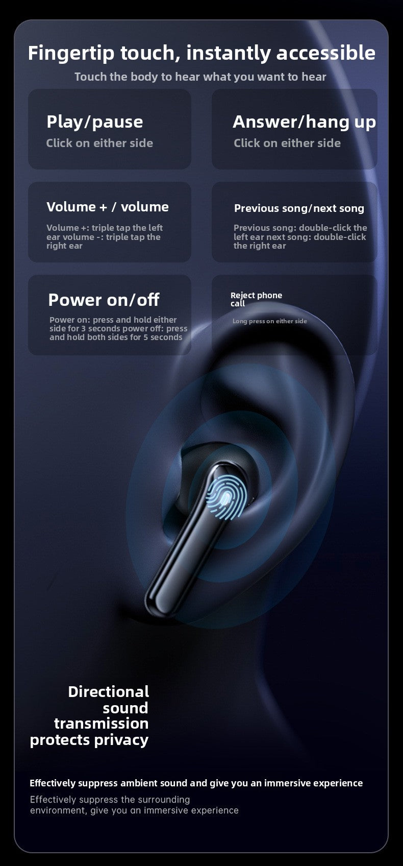 K2 new wireless 3-mark ANC + ENC Bluetooth headset, high noise reduction, high sound quality, high value sports, long battery life