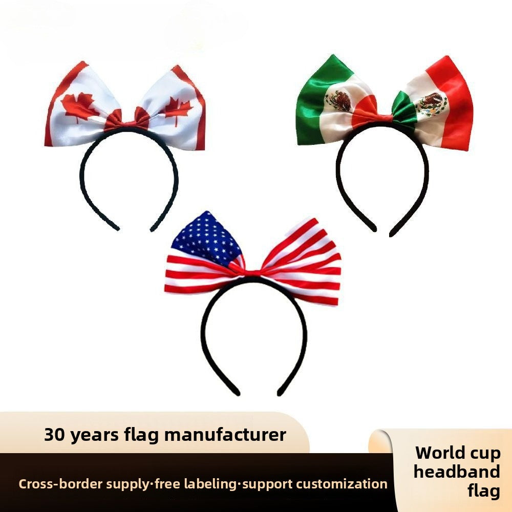 2026 World Cup flag bow headband United States Canada Mexico flag headband fans headband flag head
