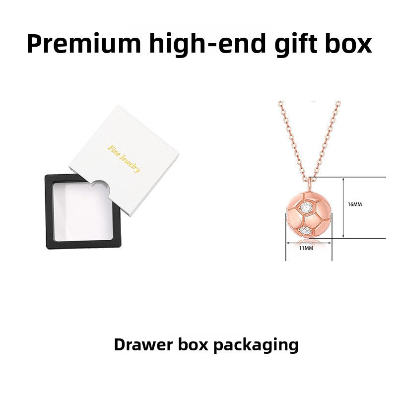 World Cup football 18K platinum necklace women's small gold ball pendant commemorative gift collarbone chain versatile jewelry Guochao