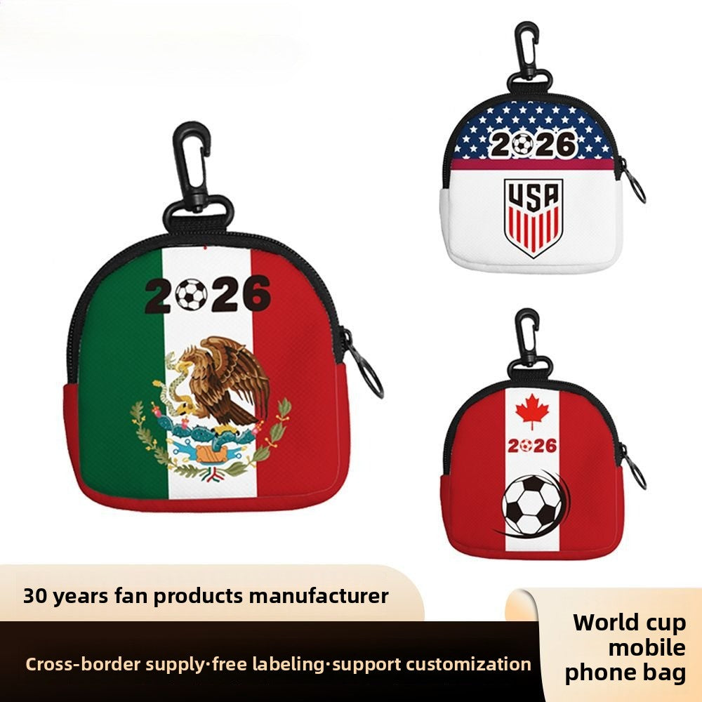 US, Canada and Mexico 2026 World Cup products, mobile phone bags, change bags, fan supplies, can be hung in wallets
