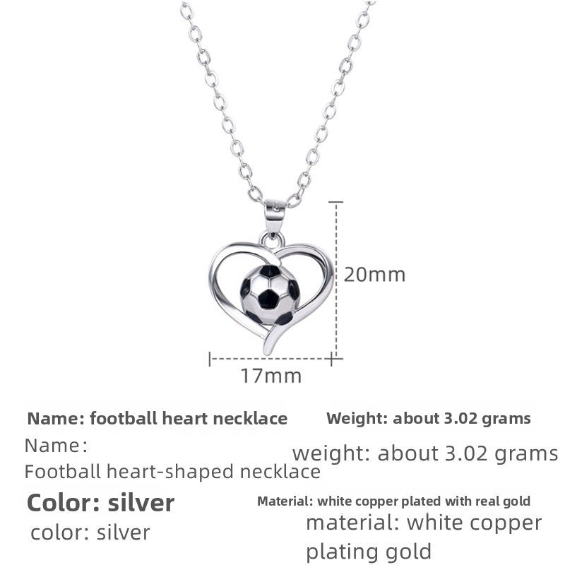 Europe and the United States cross-border World Cup football necklace, new fashion foreign trade copper material heart-shaped pendant jewelry wholesale