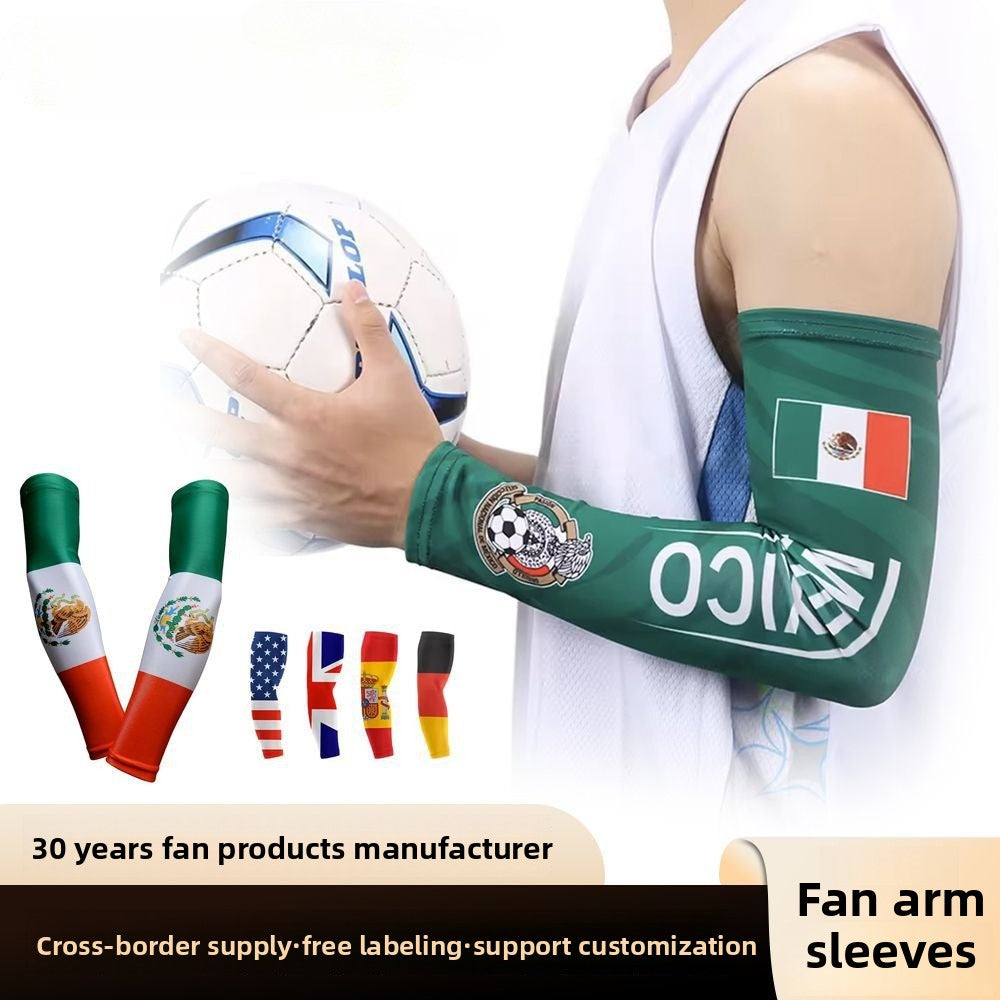 U.S.-Canada-Mexico 2026 World Cup Fan Products Mexican Flag Arm Cover Elastic Polyester Sunscreen Hand Sleeve