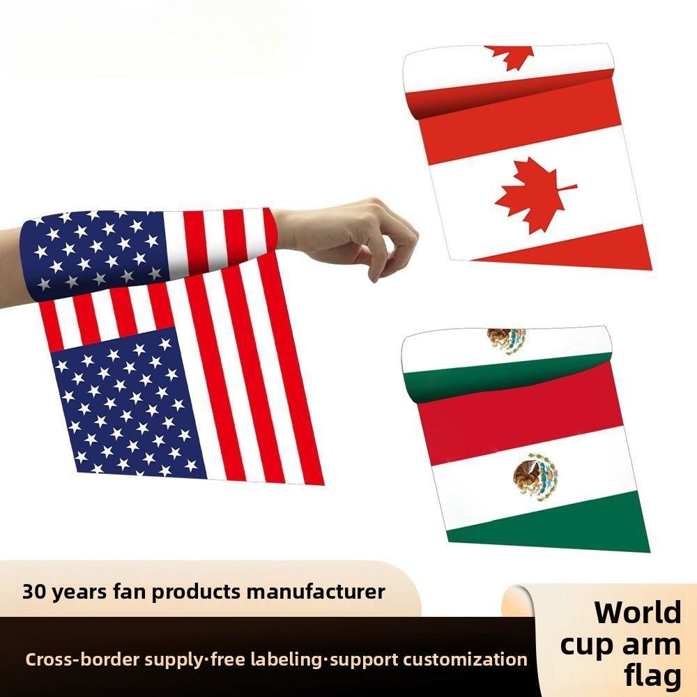US, Canada and Mexico 2026 World Cup Products Arm Cover Flag Mexico Flag Fan Supplies Sunscreen Sleeves