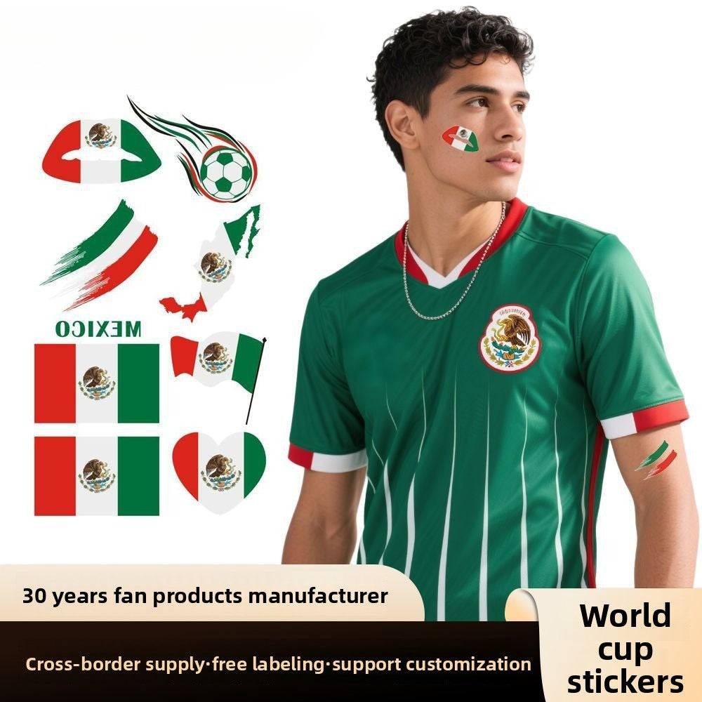 U.S.-Canada-Mexico 2026 World Cup Peripheral Products Fan Face Stickers Come on Expression Personalized Design Tattoo Stickers