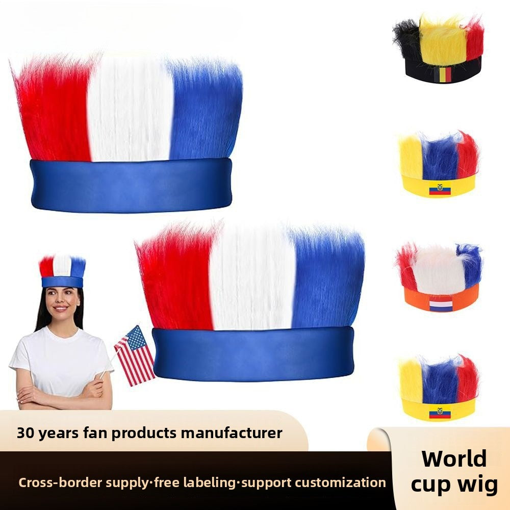 U.S.-Canada-Mexico 2026 World Cup Products Football Fans Wig Flag Headgear Come on Cheer Headband Wig