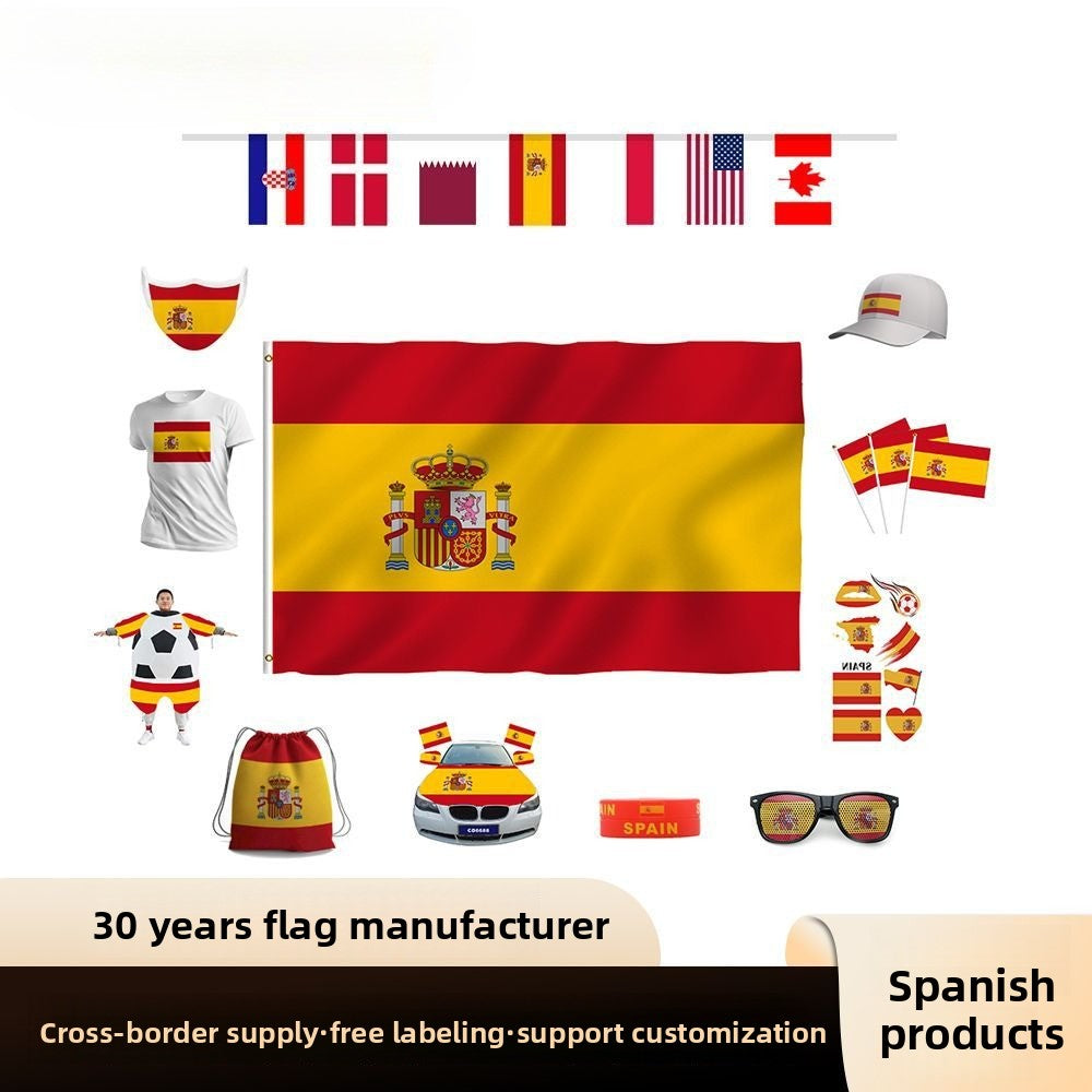 Spanish flag National Day flag hand waving flag stringing flag car flag fans backpack masks foreign trade campaign flag