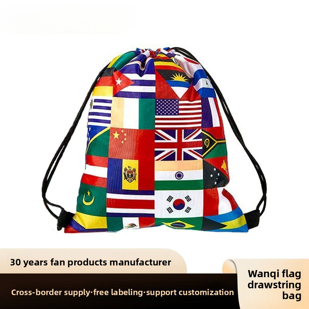 2026 World Cup product national flag pattern pull rope bag football theme drawstring bag bundle mouth bag storage bag customization