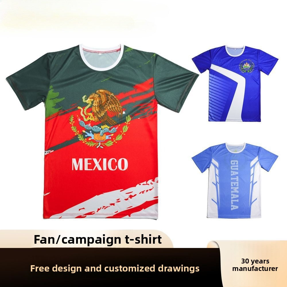 2026 US-Canada-Mexico World Cup Flat Knitted Bird's Eye Cloth Quick-Drying Short Sleeve Presidential Election Shirt Full Print T-Shirt