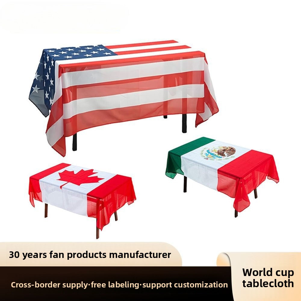 Cross-border U.S.-Canada-Mexico 2026 World Cup Products Tablecloth Table Flag Party Event Home Decoration Polyester Table Cover