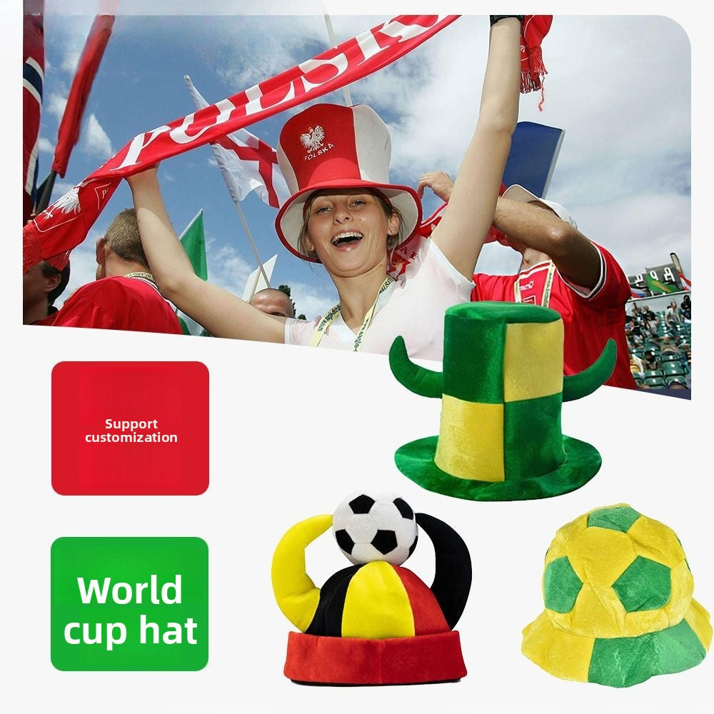 2026 US-Canada-Mexico World Cup Products Velvet Fan Hat Printed Football Party Cheerleader Hat
