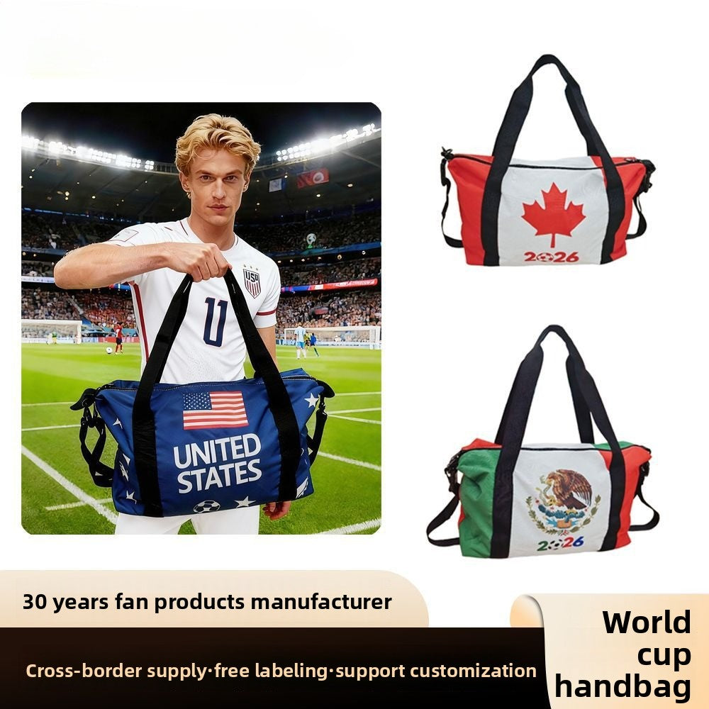 US, Canada and Mexico 2026 World Cup Products Oxford Cloth Travel Bag Short-haul Luggage Large Capacity Tote Bag Printed Logo