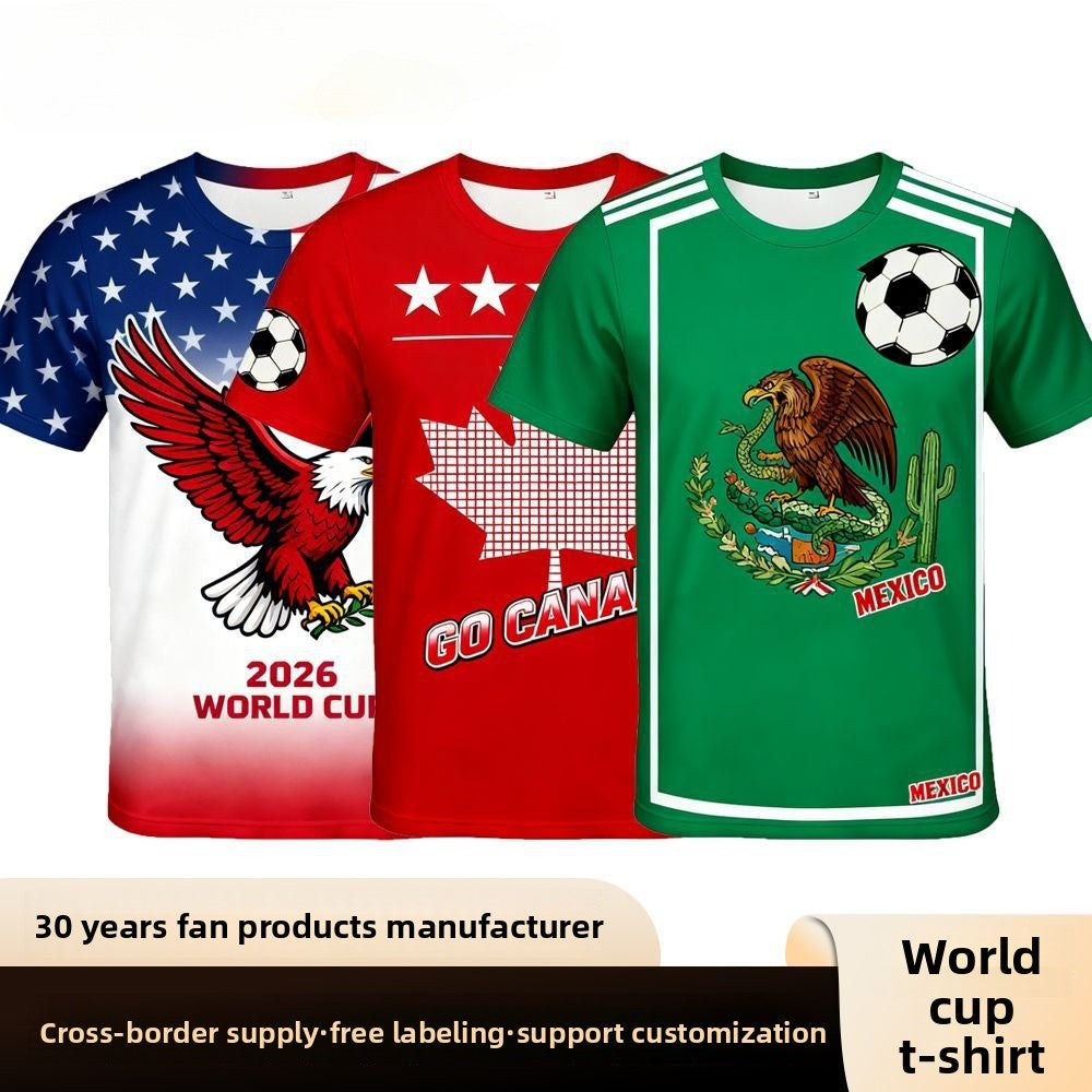 US, Canada and Mexico 2026 World Cup jersey short-sleeved US, Mexico and Canada football jersey fans T-shirt