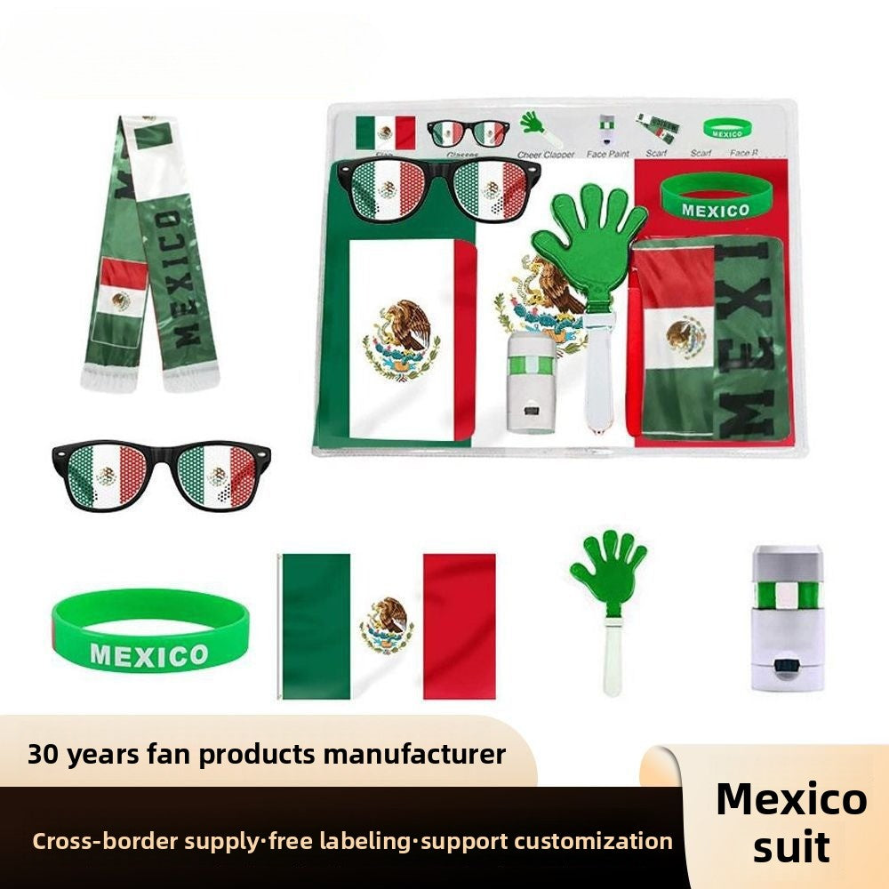 US, Canada and Mexico 2026 World Cup peripheral products, football fans, scarves, Mexican flags, cheering glasses, face color