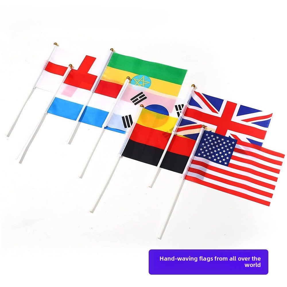 2026 US-Canada-Mexico World Cup hand-cranked flag Customized plastic pole mini hand-waving flag No. 8 14 * 21 national flag flag