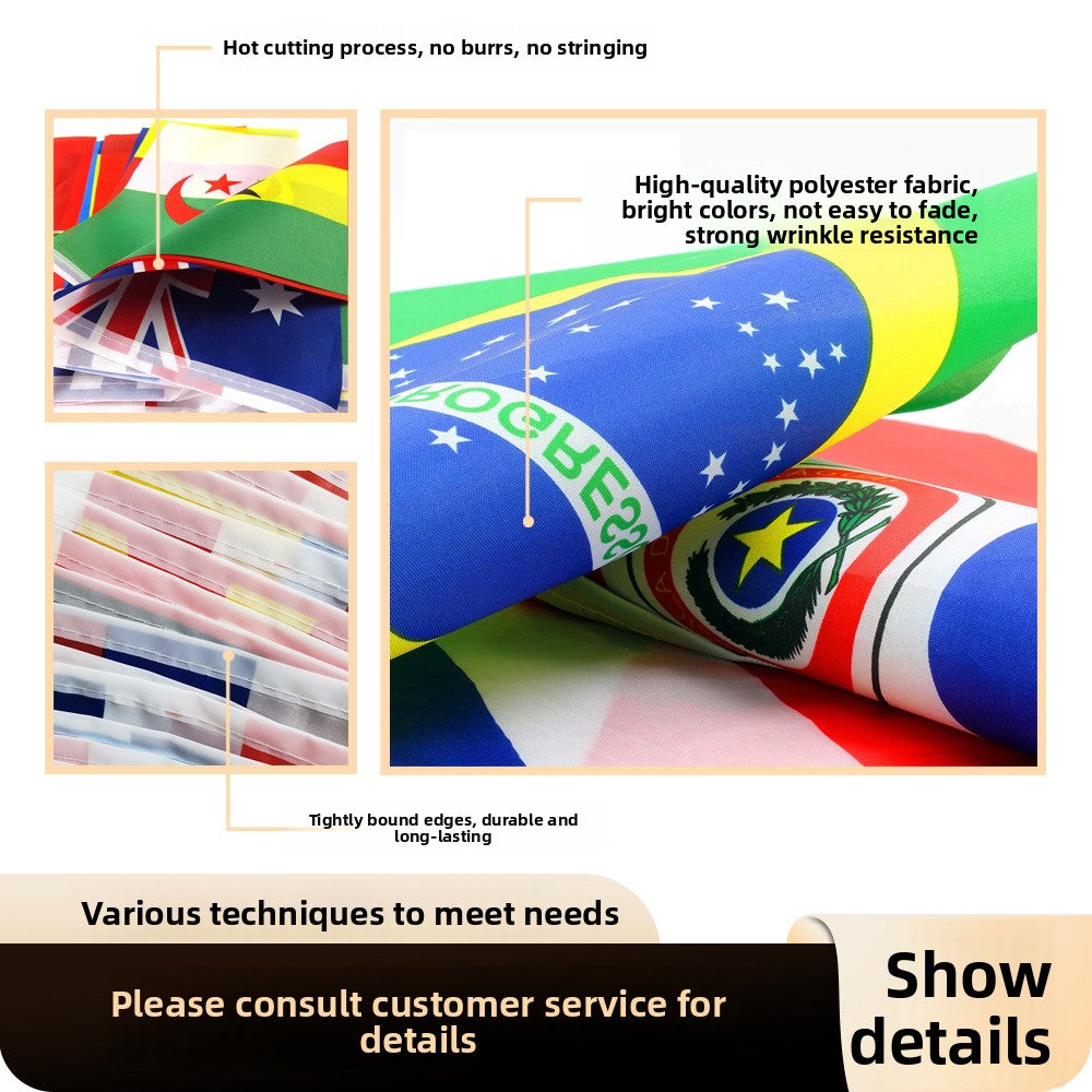 2026 US, Canada and Mexico World Cup flag-stringing bar fans decorate and pull flags from countries around the world