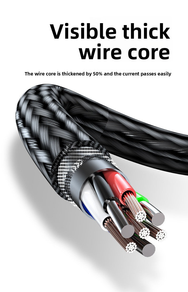 120W charger cable braided data cable three-in-one tpyec super fast charging car one-to-three Huawei universal